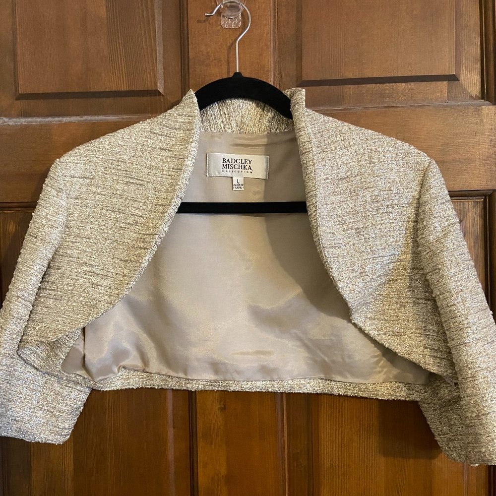 Badgley Mischka Gold Metallic Bolero Jacket Size Large